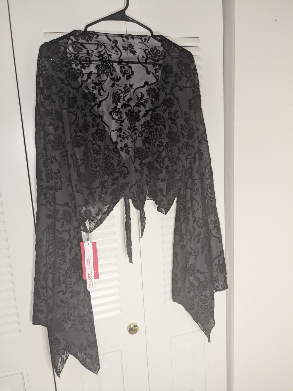 ROMWE Black Sheer Floral Burnout Cropped Shrug